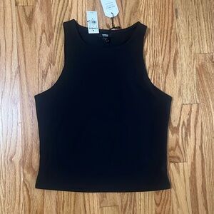 Drape neck skimming sleeveless high neck work top sz XS